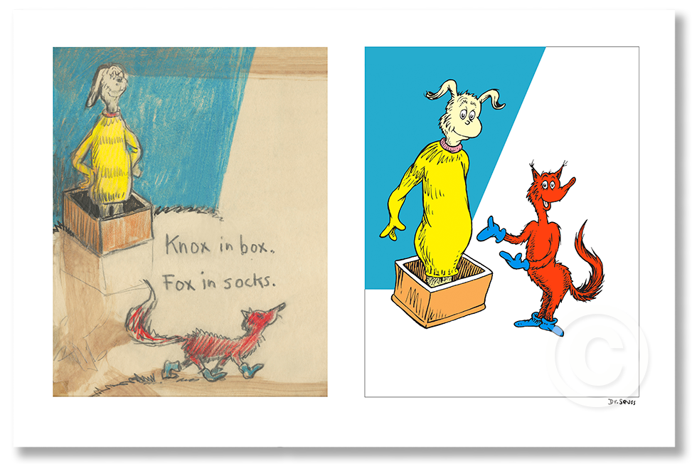 Knox in Box. Fox in socks. (Diptych and Single)