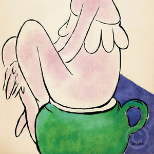 Pinkish Cat on Greenish Pot