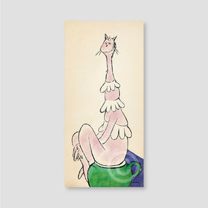 Pinkish Cat on Greenish Pot