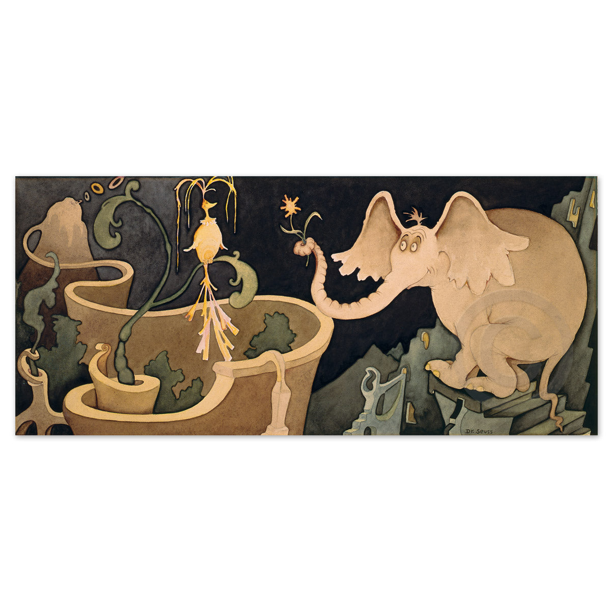 Elephant Presenting a Flower to a Bird