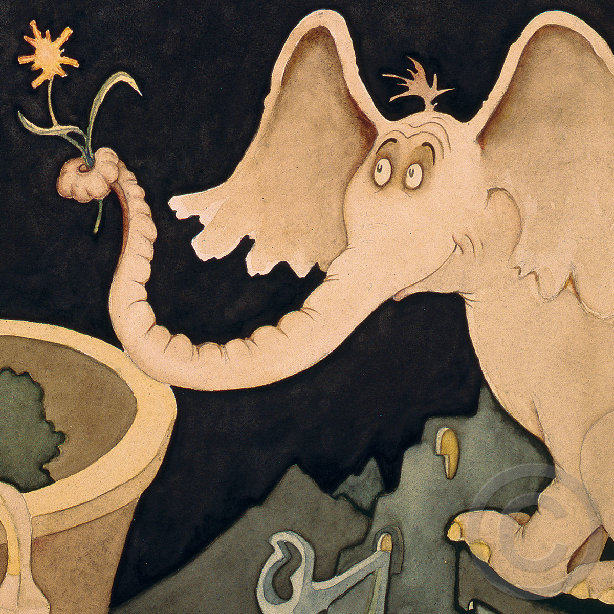 Elephant Presenting a Flower to a Bird