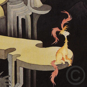 Pink-Tufted Small Beast in a Night Landscape